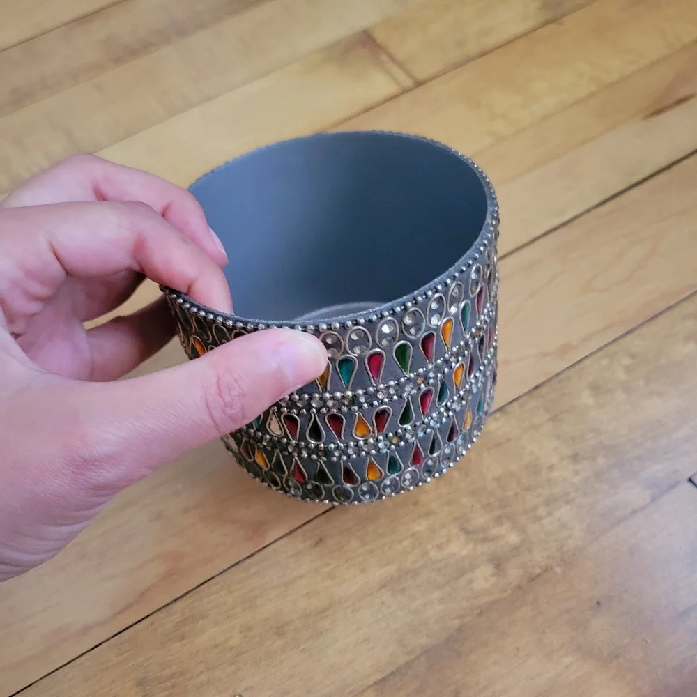 Vintage Indian Bejeweled Circular Box
